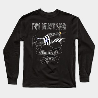 P-51 Mustang WWII Fighter Airplane - Original Design Long Sleeve T-Shirt